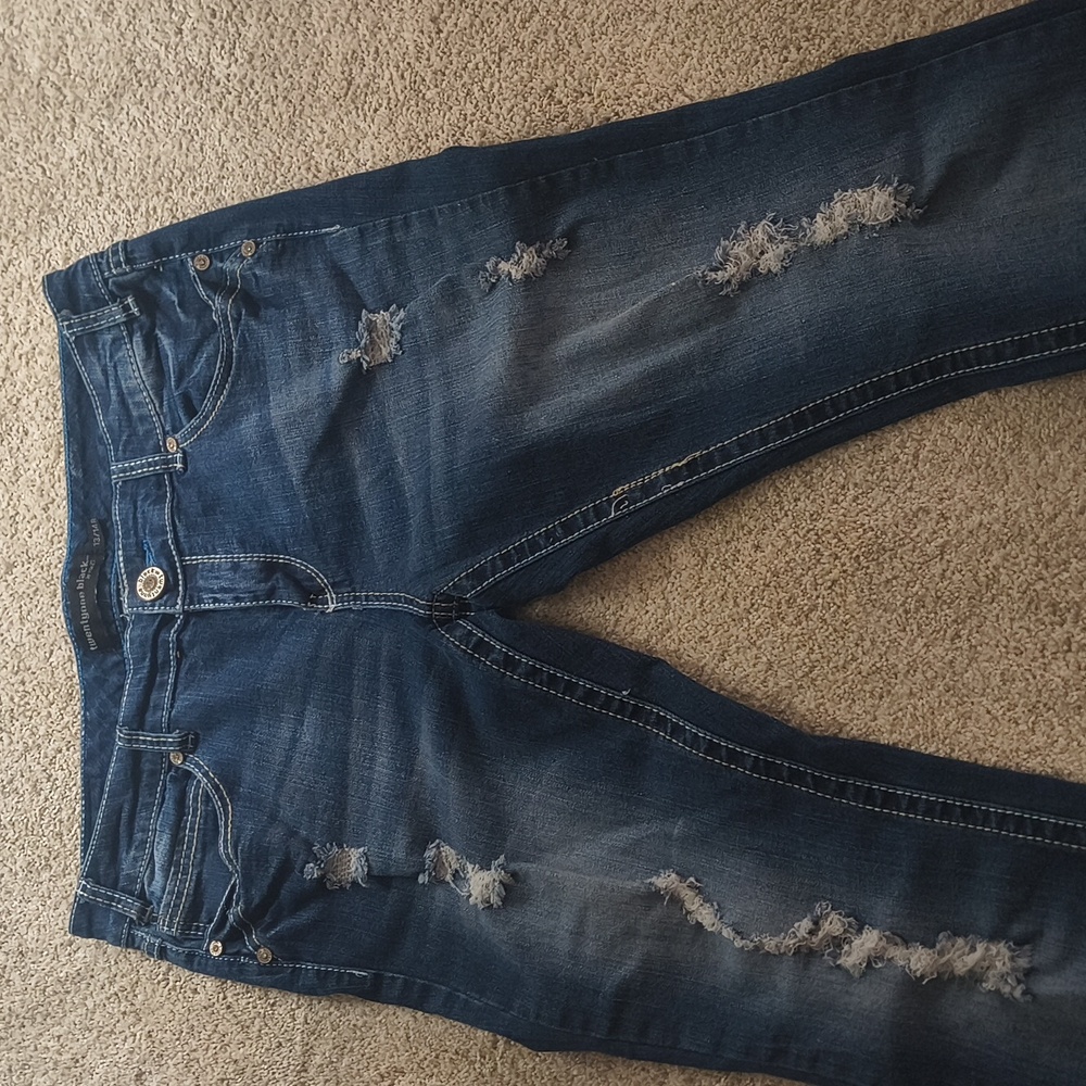 Rue21 Dark Blue Distressed Boyfriend Jeans